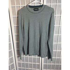 Bonobos Mens Long Sleeve Striped Crew Neck Sweater Wool Blend Green White Size M